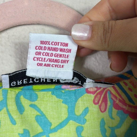 Gretchen Scott Designs Coral Fish Octopus Design V-neck Top Tunic Green Blue L - Picture 5 of 8